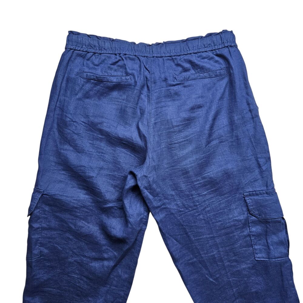 Tommy Bahama Womens Small Blue Linen Cargo Pants Drawstring Crop Summer Resort - Picture 10 of 10